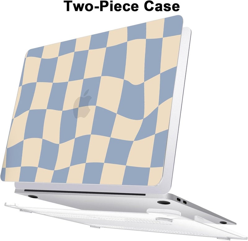 AKIT Compatible with MacBook Air 13 Inch Case M1 2022 2021 2020 2019 2018 A2337 A2179 A1932, Unique Pattern Shell Case+Screen Protector+Keyboard Cover for MacBook Air 13.3 Inch, Blue Checkerboard - Image 5